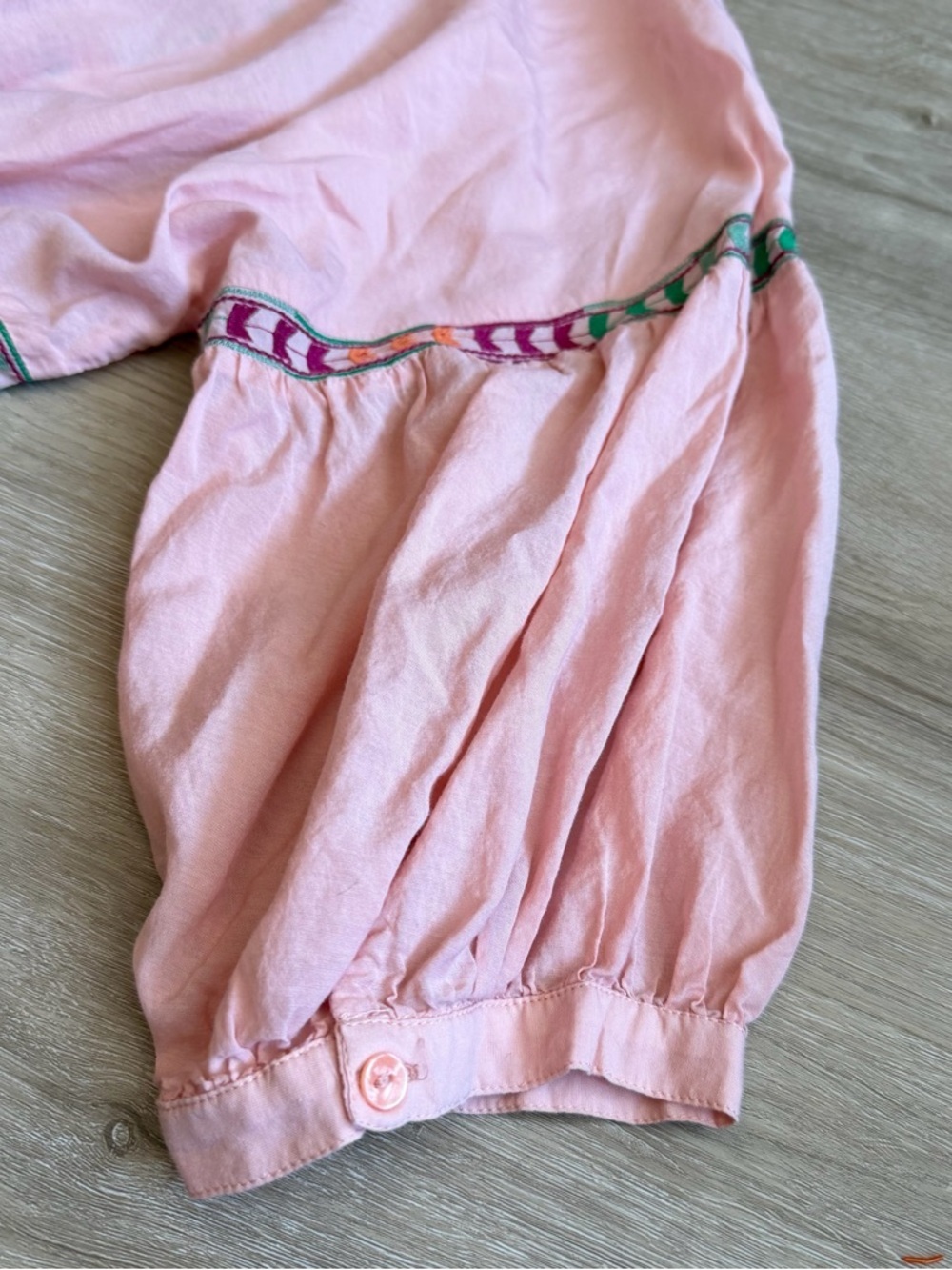 Lucky Brand Boho Embroidered Gauzey Blouse Peach Spring Peasant Top Size 1X - Picture 10 of 11